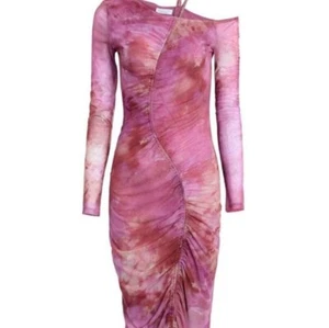 &Other Stories Mesh Tye Dye Pink Purple One Shoulder Midi Party Dress 36 UK 8/10 - Picture 1 of 6