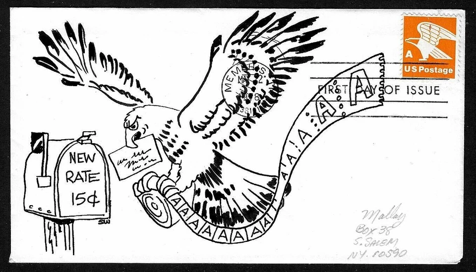 1735 'A' Rate 15c Stamp (1978) THE USPS EAGLE ICON FDC FROM MALLOY CACHETS !!! - Image 1 of 1