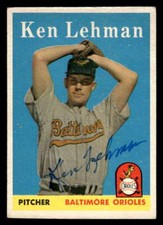 1958 TOPPS KEN LEHMAN BALTIMORE ORIOLES #141 SIGNED AUTOGRAPH XA941
