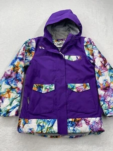 Spyder Girls Claire Jacket Size 14 Purple Geometric Majesty White Ski Snowboard - Picture 1 of 15