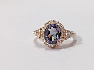1.70 Ct Alexandrite & Natural Diamond Art Deco Ring 14k Solid Rose Gold - Picture 1 of 5