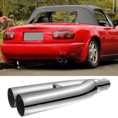 For Mazda Miata MX5 2.5" In 3.5 Out 19" Long Dual Exhaust Tip Blast Pipe Muffler - Image 1 of 4