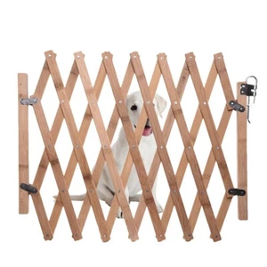 Expandable Accordion Dog Gate Wooden Pet Dog Fence Safety Protection Doorways - Picture 1 of 13