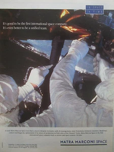 6/1991 PUB MATRA MARCONI SPACE SPACE SATELLIT ORIGINAL ANZEIGE - Bild 1 von 1