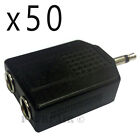 50 Pack Lot - 1/4" Mono Female Jacks To 3.5Mm Male Plug Audio Y Splitter Adapter