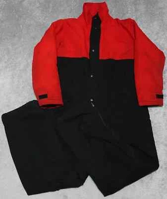 Vintage 10X Rainwear Coveralls Men's Large Red Black Colorblock Snap Outdoor - Image 1 of 4