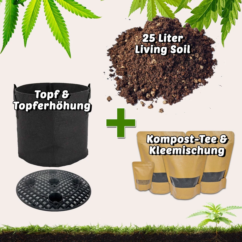 COUPLE OF PLANTS Living Soil Grow Kit 3 Pflanzen Ideal für Autoflower Samen 3x 25L Cannabis Erde