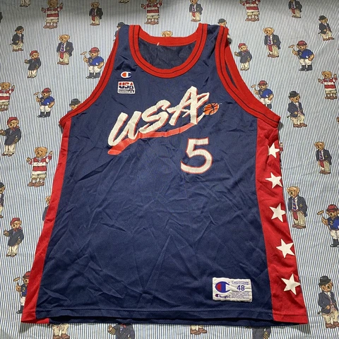 Vintage Champion Team USA Grant Hill #5 Basketball Jersey Adult 48 1996 USA Cover