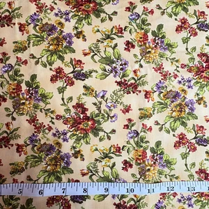 Trapunta colorata viola verde marrone tessuto floreale 42" x 43" iarde pezzo cucito artigianale regalo - Foto 1 di 4