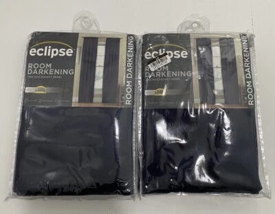 2 Pkg. ~ eclipse Room Darkening Curtain One Rod Pocket Panel 54" X 84" Navy - Image 1 of 4