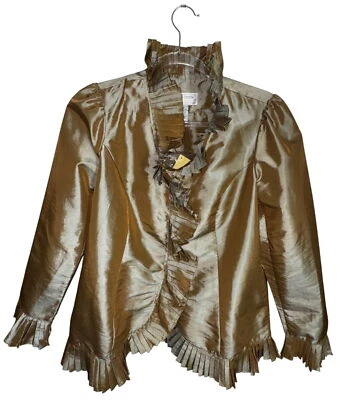 Blusa Victor Costa Ocasión Oro Volantes Cinturón Top XS NUEVA CON ETIQUETAS QVC Glam Clásica Lujo Foto 1 de 4