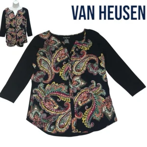 Van Heusen Paisley Button Down 3/4 Sleeve Top - Women's Medium - Picture 1 of 10