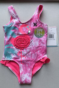 New Size 12 Months Hurley Baby Girls One Piece Flamingo Swimsuit Bathing Suit