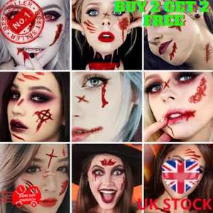 Halloween Zombie Scars Tattoos Fake Blood Bullet Scar Wound Costume Make-Up - Picture 1 of 8