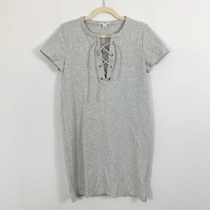J Crew Short Sleeve Gray Lace Up Knit Dress Size Small Style H9353 Cotton - Picture 1 of 9