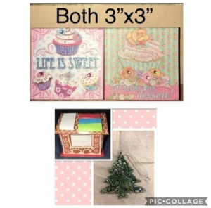 Stationary Memo Pads Sticky & Non-Sticky & Christmas Tree Ornament Lot of 4 - Picture 1 of 7