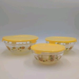 BLUME *NISTSCHALEN* SONNENBLUME 90er Style 3er Set MADE IN USA mit Deckel!! - Bild 1 von 8