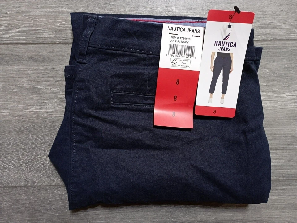 Nautica Jeans Women's Chino Ankle Pants Color Navy Blue - Woman’s Size 8