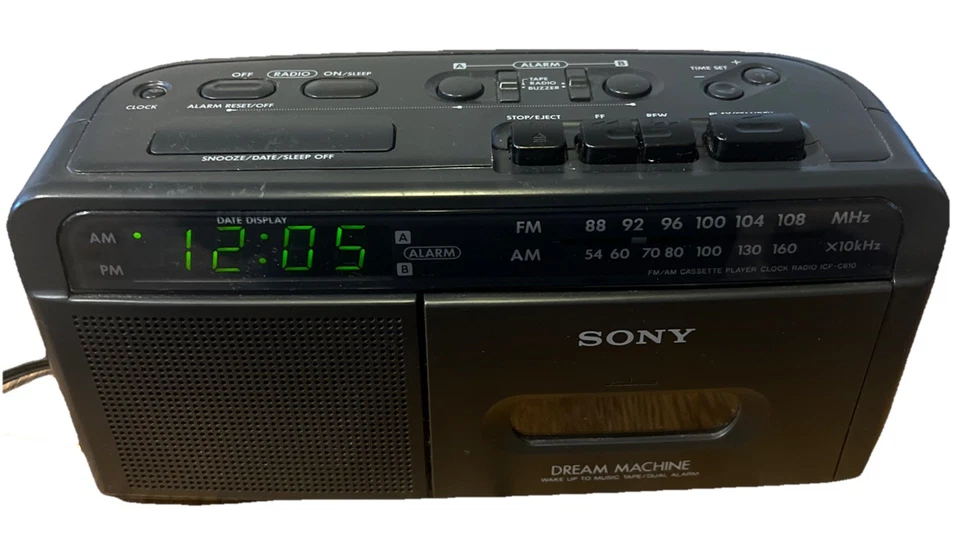 Sony Dream Machine ICF-C610 Dual Alarm Clock FM/AM Radio Cassette Player Tested - Image 1 of 4