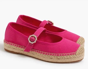 J. Crew Espadrille Mary Jane flats Fuschia NEW Sz 7 - Picture 1 of 3