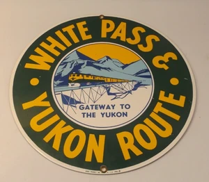 Porcelain Enamel Railroad Sign White Pass & Yukon Route 10" Ande Rooney - Picture 1 of 2