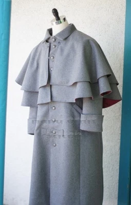 Men's Inverness Cape Coat Sherlock Holmes Victorian Greatcoat[Grey/Wool] - Image 1 of 4