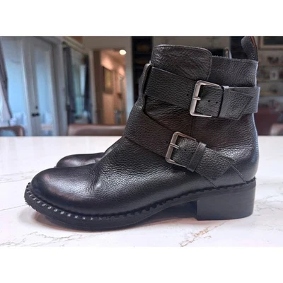 Gentle Souls Kenneth Cole 皮革摩托短靴踝靴扣 8 码 — 第 1/4 张图片