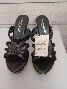 BARTOLINI Women's Size 11 Black Sandals Slides Wedges Made In Italy EUC - Picture 1 of 14