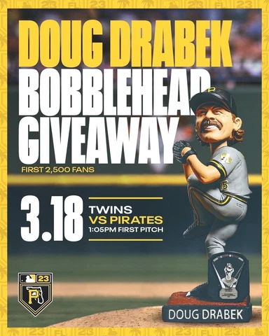 Doug Drabek Bobblehead SGA Pittsburgh Pirates Giveaway 1990 Cy Young Cover