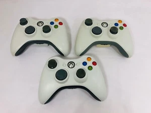 3x Original Xbox 360 Wireless Controller White NO BACK COVER COSMETIC WEAR Works - Picture 1 of 24