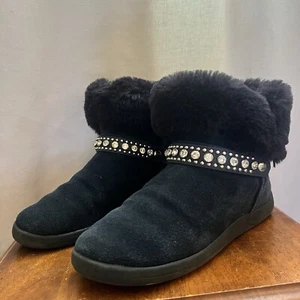 Canyon River Blues Damen marineblau Wildleder Fell gefüttert Stiefeletten Mini Stiefel verziert 7 - Bild 1 von 12