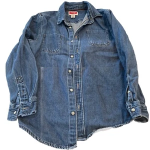 Wrangler Boys Blue Long Sleeve Button-Down Denim Shirt Size 10-12 Large - Picture 1 of 6