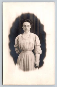 RPPC Young Woman Studio Photos Set (2) Fashion Cool Hairstyle ANTIQUE Postcards - Picture 1 of 4