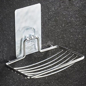 Stainless Steel Suction Cup Wall Mount Soap Dish Tray Holder Bathroom Accessorie