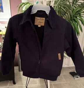 Powder River Outfitters Jacket Boys Size M Canvas Blue Corduroy Collar Nice Warm - Picture 1 of 6