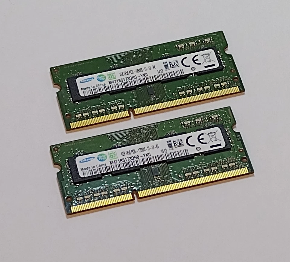 Samsung Notebook RAM 2x 4GB = 8GB 1Rx8 PC3L-12800S So-Dimm DDR3L 1,35V DDR3 - Bild 1 von 1