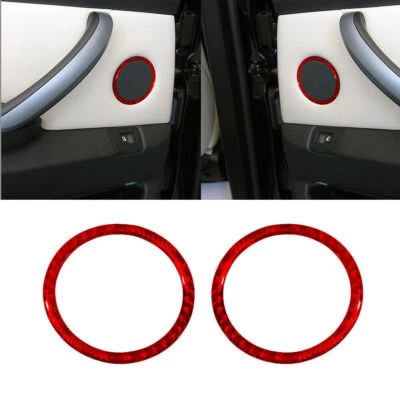 Cubierta de altavoz de puerta trasera de fibra de carbono roja para BMW X5 E53 2000-2006 2 piezas Foto 1 de 4