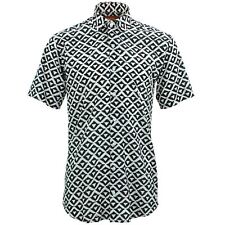 Mens Shirt Loud Originals TAILORED FIT Shapes White Retro Psychedelic Fancy