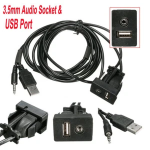 3.5mm USB Headphone Audio Socket AUX Adapter Car Dash Mount Extension Cable Lead - Picture 1 of 10