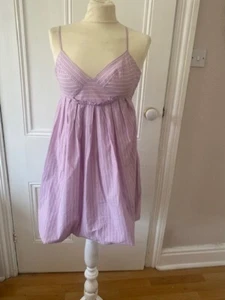 DKNY' Jeans Size 4/8 Baby Doll Pink Candy Stripe Cotton Mix/Fully Lined Dress - Picture 1 of 10