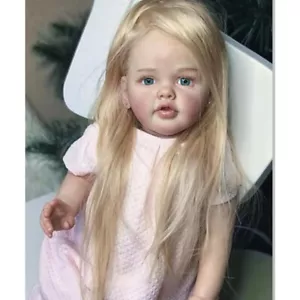 Bambola neonato 27 pollici già finita carina bambina capelli lunghi gialli regalo - Foto 1 di 3