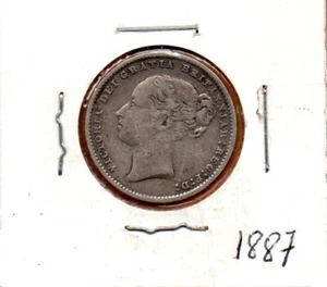 Great Britain Coin 1 Shilling 1887 Victoria Young Head Silver .925 23.5mm 5.66gr - Picture 1 of 2