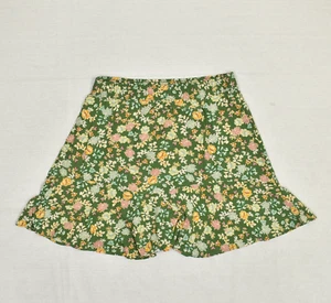 Loft Women Pull On Flare Skirt 100% Viscose Green Floral Size L Summer - Picture 1 of 8