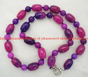 Fashion 10x14mm Purple Sugilite Cylinder Gemstone Beads Necklace 18'' AAA+ - Picture 1 of 12