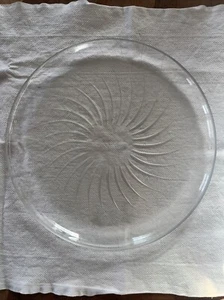 Vintage MCM Glass Etched Serving Platter With Starburst Design 11” - Picture 1 of 3