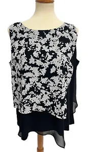 Calvin Klein Women's Sleeveless Black And White Flowing Blouse Size XL - Picture 1 of 12