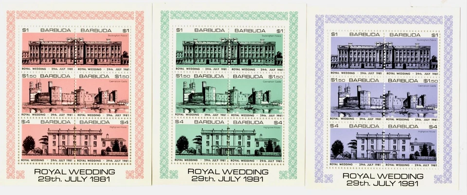 Barbuda #SG565-SG570 MNH M/S 1981 Royal Wedding Charles Diana Spencer [493-495] - Image 1 of 1