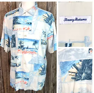 Tommy Bahama Hawaii Camp Hemd Seide Strand Postkarten Knopfleiste Herren XXL sehr guter Zustand - Bild 1 von 12