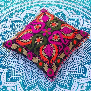 Decorative 16x16" Pillow Cases Indian Suzani Cushion Covers Handmade Embroidery - Picture 1 of 5