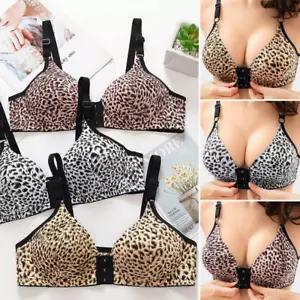 Reggiseno donna leopardato senza fili chiusura frontale push up comodo intimo morbido - Foto 1 di 15